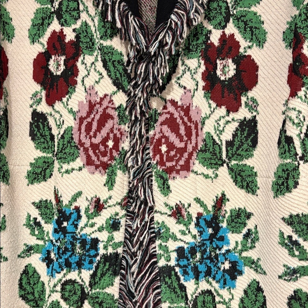 🎉RARE🎉 ANTHROPOLOGIE NWOT Aldomartins Floral Intarsia Cardigan Size L. - Picture 16 of 16